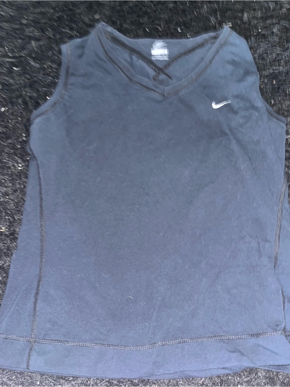 Nike Women's navy V-Neck Athletic Tank with White Swoosh